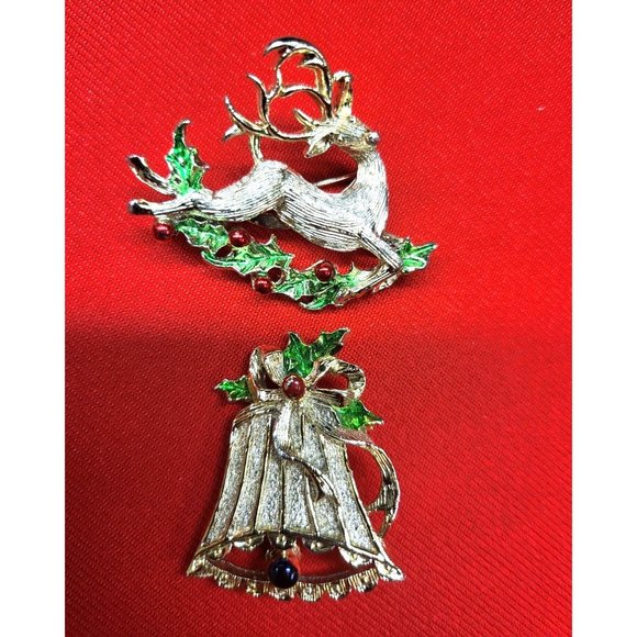 Christmas Pins Brooches Christmas Bell Deer - Picture 10 of 11